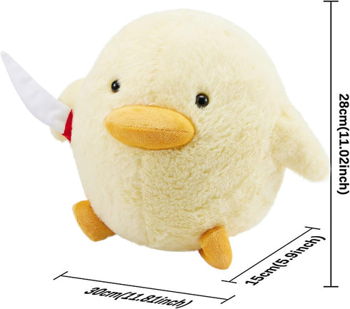 11'' Cute Duck with Knife Plush,Duck Stuffed Animals Soft Toys Yellow Duckling Duckie Plushies Throw Pillow Funny Cuddly Gifts for Kids Boys Girls...