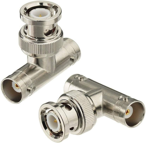 Eightwood BNC Tee Adapter 2-Pack, BNC Male to Dual Female Connector 3 Way Video Splitter for CCTV Security Cameras...