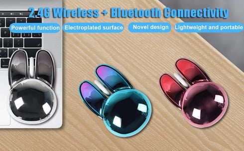 Wireless Mouse Cute Bunny Bluetooth Dual-Mode Computer Mouse Small Quiet USB Optical Silent Kawaii Rabbit Travel Cordless Mice for PC Laptop Compu...
