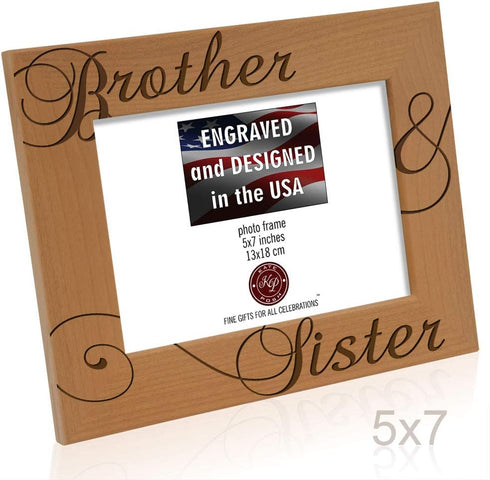KATE POSH - Brother & Sister Engraved Natural Wood Picture Frame, Siblings Gifts, Wedding Gifts, Little Sister, Little Brother, Big Sister, Big Br...