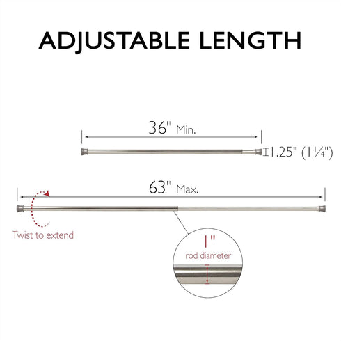 Design House 561019 Classic Adjustable Shower Rod for Bathroom, 36 to 63-inch, Polished Chrome...