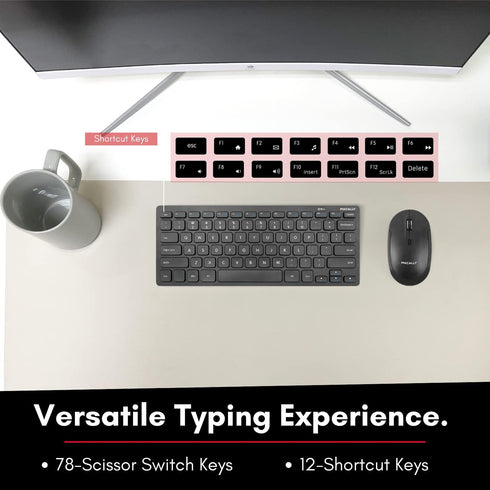 Macally Small Wireless Keyboard and Mouse Combo for PC - an Essential Work Duo - 2.4G - 78 Compact Key Cordless Mouse and Keyboard Combo with Mini...