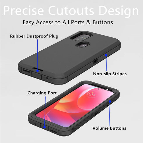 for Motorola Moto G Play 2023 Case, Heavy Duty Defender Case Shockproof Dustproof Protection 3 in 1 Rugged Phone Cover for Moto G Play 2023/ Moto ...