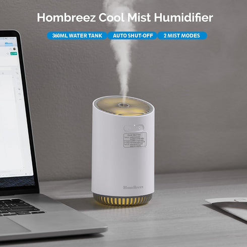 Mini Humidifier, Cool Mist Humidifier for Baby, 320ml Small Air Humidifier for Bedroom Plants Indoor, Portable Humidifier for Car Outdoor, 2 Mist ...