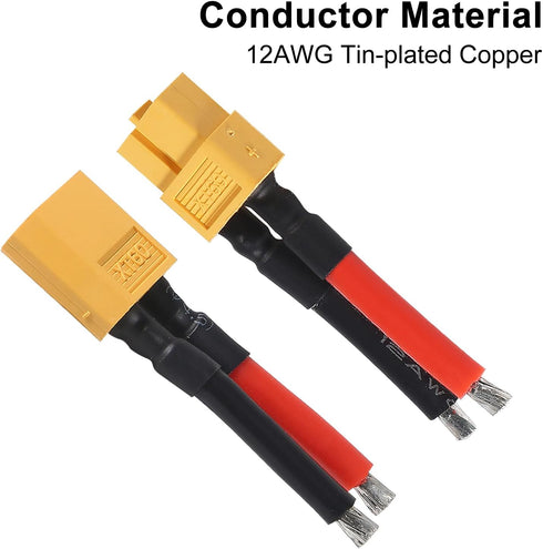 6 Pairs XT60 Connector 12AWG Silicon Wire Female and Male Extention Cable XT60 Plug Connector Compatible with RC Cars Boat Drone Lithium Battery C...