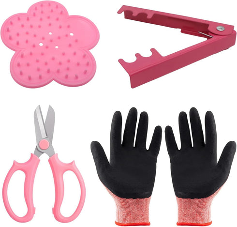 1 Set Rose Stem Leaf Thorn Stripper Stripping Tool Thorn Remove Kit with Scissors Stab-resistant gloves...
