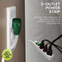 Go Green Power Inc. 2.5ft 3-Outlet Power Strip - Compact, Durable, Ideal for Travel & Home Use with Right-Angled Plug and Circuit Breaker - GG-130...