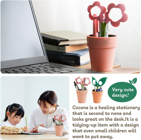 Cocone scissors in the shape of a flowerpot The scissors you won't lose Pen Stand Durable Extraordinarily sharp to cut Made in Japan. (Leaf)...