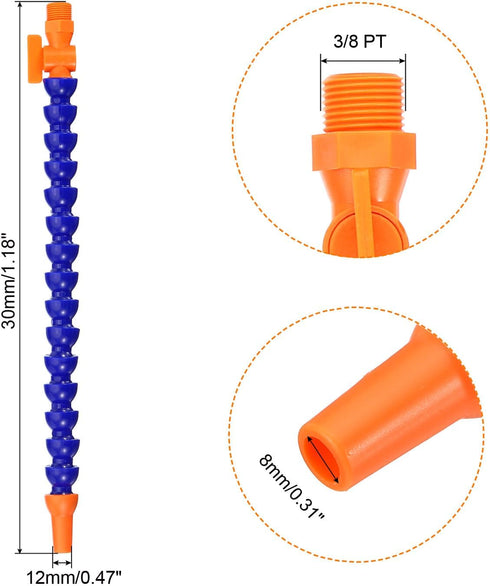uxcell 3/8" Thread Flexible Water Oil Coolant Pipe Hose, 30mm Plastic Adjustable Round Nozzle Cooling Pipe Hose with Switch for Lathe CNC Water Co...