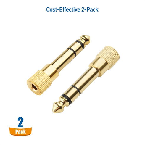 Cable Matters 2-Pack 1/4 to 1/8 Headphone Adapter, 6.35mm to 3.5mm Adapter Male to Female, Gold Plated Stereo Headphone 3.5mm to 1/4 Adapter...