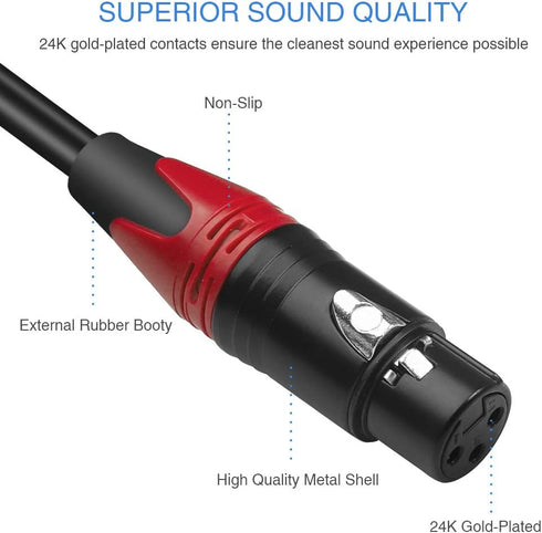 Disino Female XLR to Dual RCA Y Splitter Patch Cable,Unbalanced XLR Female to 2 RCA/Phono Plug Stereo Audio Interconnect Duplicator Lead - 3.3 Fee...