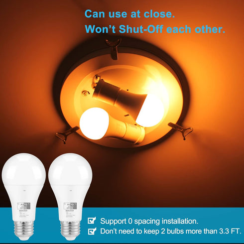 Dusk to Dawn Bug Light Bulbs Outdoor, 1900K Amber Yellow, 800 Lumen, LED 12W, A19 E26, 4-Pack, HQ-H020...