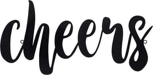 Pangda Cheers Sign for Home Bar Cheers Wall Decor Metal Sign for Home Office Living Room Decoration, Black, 13.78 x 5.91 Inch...