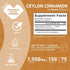 Ceylon Cinnamon Capsules – True Antioxidant Supplement from Sri Lanka Bark, Powerful Alternative to Pills or Tablets – 1500 mg, Vegan, Non-GMO, 15...