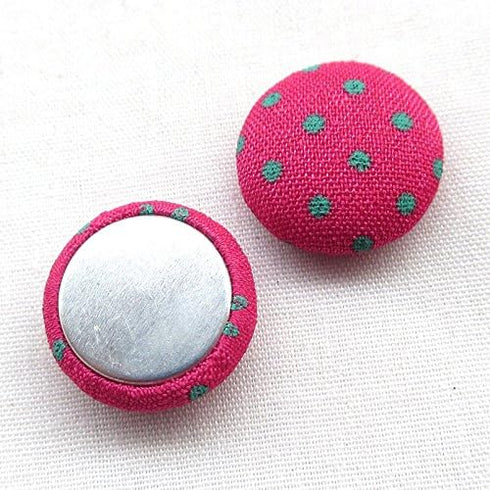 Chenkou Craft 100pcs 12MM(1/2") Polka Dot Flatback Fabric Covered Button Scrapbooking Craft (Multi-color)...