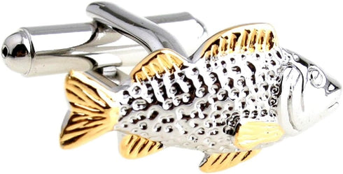 Fish 2 Tone Pair Fishing Cufflinks in a Presentation Gift Box & Polishing Cloth...