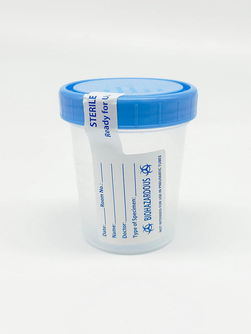 Sterile Specimen Cups with Lids: 4oz Transparent Urine Collection Cup with Leak-Resistant Screw-On Lids - 3-inch Sample Jars - Designed for Secure...