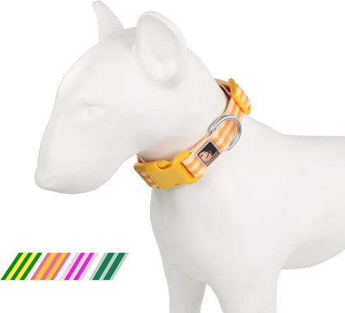 Striped Puppy Dog Collar Personalize Dog Collar for Dog Training Easy Cute Dog Collar Small Dog Collar Puppy Collars (Orange, M(16-21in))...