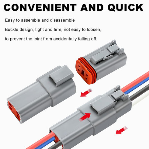 Deutsch DT 8 Pin Connector, 8 Way DT Automotive Waterproof Electrical Connector Male Female Plug Wiring Harness with 16AWG Cable Wire,for Car,Truc...