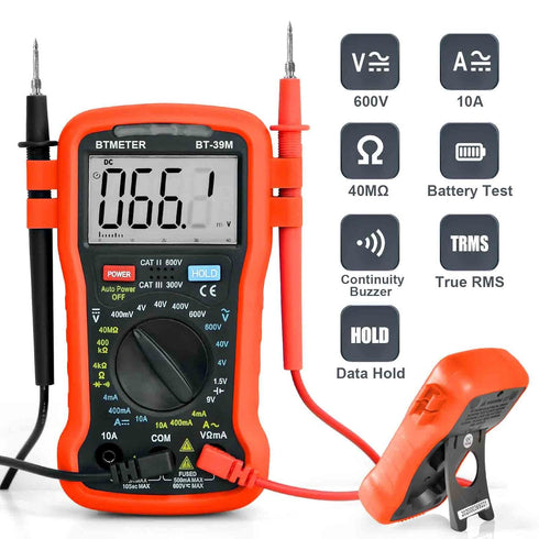 BTMETER Digital Multimeter 39M Electrical Tester, 4000 Counts TRMS Voltmeter AC DC Volt Current Ohm Meter with Continuity Buzzer, Battery Test...
