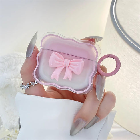 Cute AirPods 3rd Gen Clear Case, Girly 3D Bow Design Soft TPU Protective Shockproof Kawaii Airpods 3rd Generation Skin Cover with Cleaner Kit & Ke...