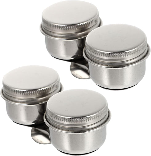 Stainless Steel Containers 2 Pcs Double Dipper Cup Stainless Steel Oil Painting Cup with Lid Large Mouth Double Clip Artist Paint Brush Washer Art...
