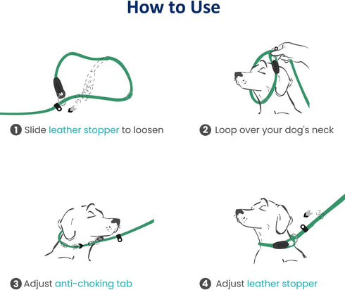 WePet Dog Training Slip Leash, No Pull, Durable Reflective Lead, Puppy Heavy Duty Loop Rope, Comfortable Handle, 6 ft, 1/2 inch, diam. Forest/Whit...