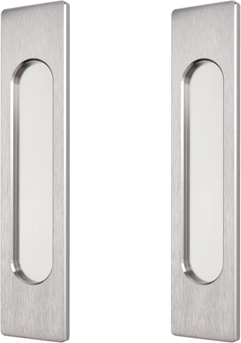 18CM Self-Stick Rectangual Sliding Door Pulls, 2pcs Brushed Steel Aluminum Alloy Flush Pull Punch-Free Handle for Sliding Barn Door Windows Cabine...