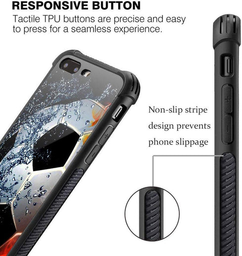 CARLOCA Compatible with iPhone 8 Plus Case,iPhone 7 Plus Cases for Men Boys,Sizzling Soccer Case Mate Pattern Design Shockproof Anti-Scratch Case ...