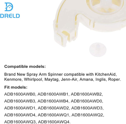 8193983 Spinner Kit Compatible with Whirlpool, Maytag, KitchenAid, Kenmore Dishwasher - Replace AP3775842,1059750, 8557720, PS972316