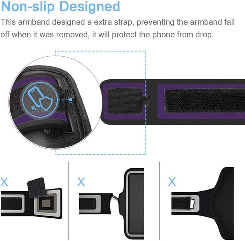 Galaxy Note 10+, 9, 8 Armband, JEMACHE Gym Run Workout Water Resistant Arm Band Case for Samsung Galaxy Note 8/9/10 Plus with Key Holder (Purple)...