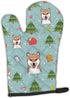 Caroline's Treasures BB5014OVMT Christmas Shiba Inu Oven Mitt Heat Resistant Thick Oven Mitt for Hot Pans and Oven, Kitchen Mitt Protect Hands, Co...
