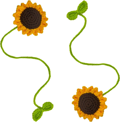 2 Pieces Handmade Sunflower Car Accessories Sunflower Pendants Car Mirror Hanging Accessories...