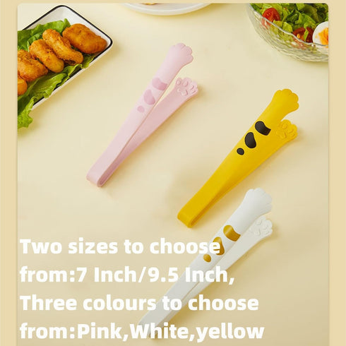 Cat Tongs Silicone Cooking Tongs 7 Inch and 9.5 Inch Cute Cat Paw Shape Tongs Kitchen Tongs for Cooking BBQ Grilling Sweets cake baking,Pink/White...