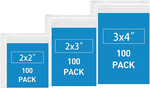 Small Plastic Bags, 300 PCS Mini Baggies 3 Assorted Sizes 2x2 2x3 3x4 Inch. Mini Jewelry Bags Reclosable, Clear Zip Bags (300Pcs Combo(2x2 2x3 3x4...