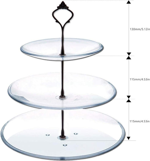 3 Tier Cake Stand Fitttings Kits Fruit Cake Plate Handle Fitting Cupcake Hardware Rod Stand Holder Black Crown 5 Sets?Plate not Included?...