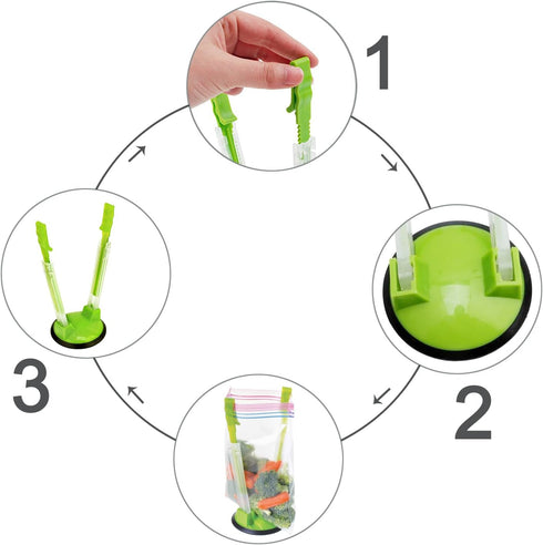 Baggy Rack For Ziplock Bag Holder Stand Adjustable/Hands Free Clip Food Storage Bag Holder For Ziplock Bag Stands / 3 Pack/3pcs...