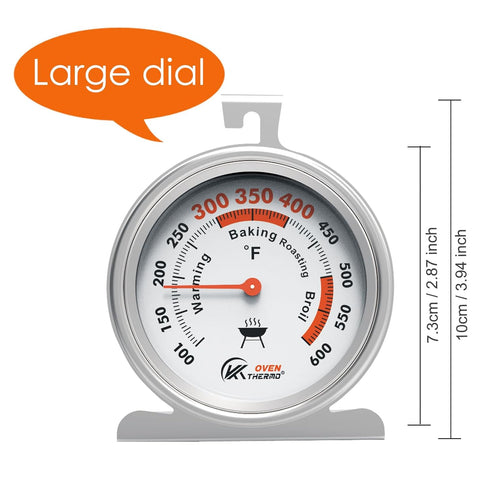 3" Extra Large Oven Thermometer Easy to Read NSF Accurately with Large Hook and Panel Base for Hang or Stand Easily,Safe Leave in Oven for Long ti...