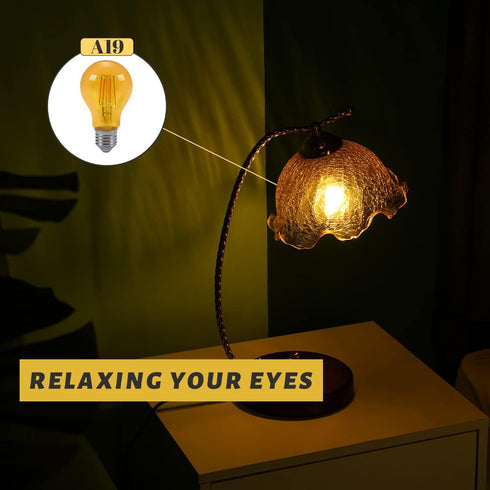 LED Edison Bulbs, 60 watt Light Bulbs Replacement 6W 2000K E26 A19 Amber Soft Light Bulbs Warm Light Bulb for Bedroom, Healthy Sleep, Baby Nursery...