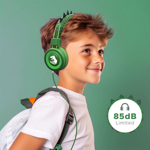 QearFun Dinosaur Headphones for Boys Kids for School,Kids Wired Headphones with Microphone & 3.5mm Jack,Teens Toddlers Noise Cancelling Headphone ...