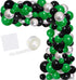 Green Black Silver Balloon Garland Arch Kit, Green Black Balloons Metallic Silver Balloons Video Game Birthday Decorations for Football Video Game...
