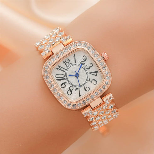 CdyBox 3Pack Classic Ladies Square Watches with Blue Hands Digital Watch Quartz Wristwatches with Inlay Diamond Strap...