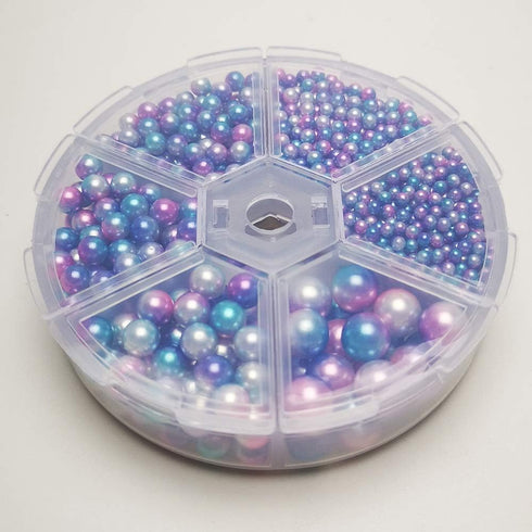 Chenkou Craft 1550PCS 1 Box Plastic Round Imitation Pearls Bead No Hole Loose Beads Gem (Dark Mix, Mix)...
