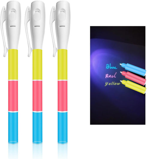 Invisible Ink Pen with UV Flashlight, Spy Pen Black Light Markers for Kids and Adults, Disappearing Ink for Secret Notes, Magic Pens Fit for Chris...