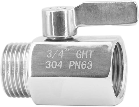 Stainless Steel Garden Hose 3/4" Shut Off Valve GHT Thread Heavy Duty Ball Valve Connector...