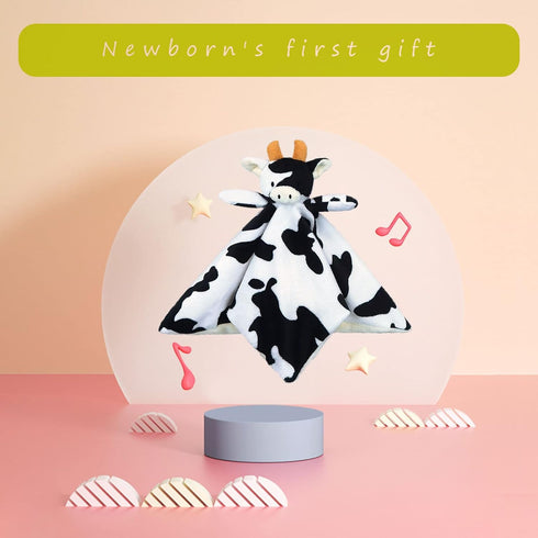 Baby Cow Soft Stuffed Animal Security Blanket, Plush Cow Character Lovey Blanket, Baby Shower/Nursery Gift, Cuddly Newborn, Infant, Toddler Snuggl...