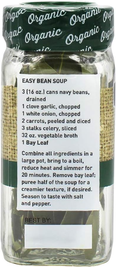 The Spice Hunter California Bay Leaves, Whole, Organic, 0.14-Ounce Jar...