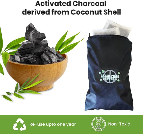 Green Piece® Pack of All Natural Baby Diaper Pail Deodorizer Activated Charcoal Air Purifier (15 Pack of Carbon Filters)...
