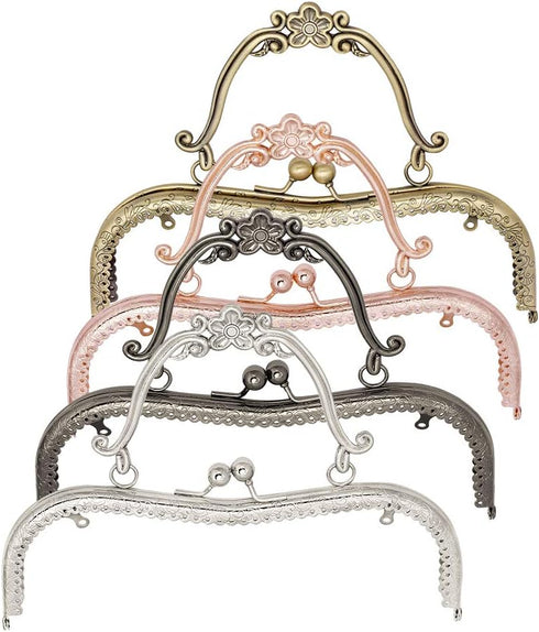4 Colors Purse Clasp Frame,8.14Inch Bag Kiss Clasp Lock,Metal Purse Frame for DIY Craft,Purse Making,Bag Making...