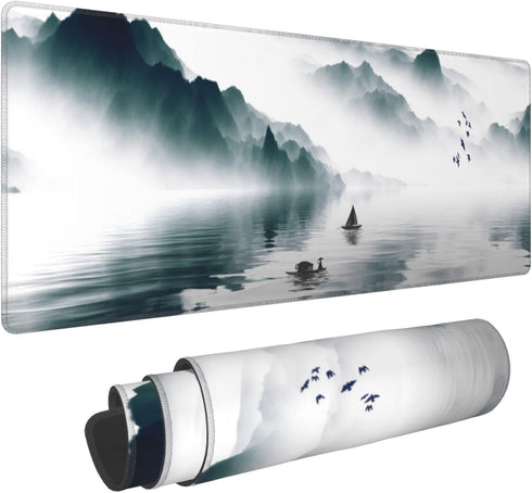 Japanese Mountain Lake Extended Big Mouse Pad Large,XL Gaming Desk Pad,31.5x11.8inch Long Computer Keyboard Mouse Mat Mousepad with 3mm Non-Slip B...